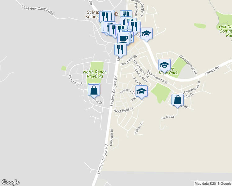 map of restaurants, bars, coffee shops, grocery stores, and more near 429 Dante Way in Oak Park