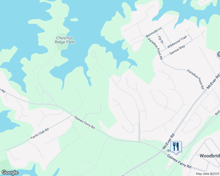 map of restaurants, bars, coffee shops, grocery stores, and more near 6371 Chestnut Hill Road in Flowery Branch