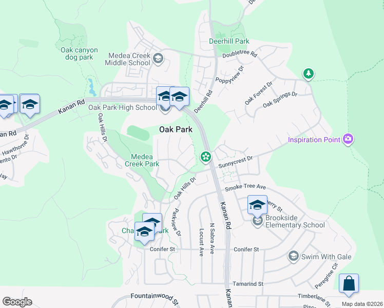 map of restaurants, bars, coffee shops, grocery stores, and more near 381 Countryside Road in Oak Park