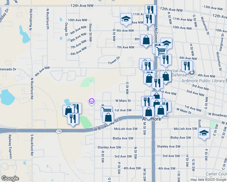 map of restaurants, bars, coffee shops, grocery stores, and more near 23 Q Street Northwest in Ardmore