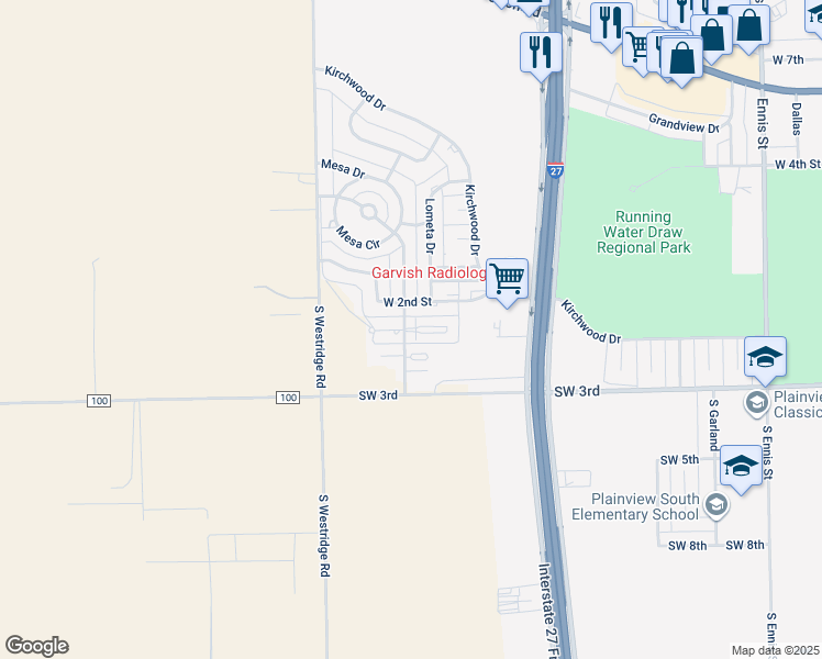 map of restaurants, bars, coffee shops, grocery stores, and more near 22 Westridge Square in Plainview