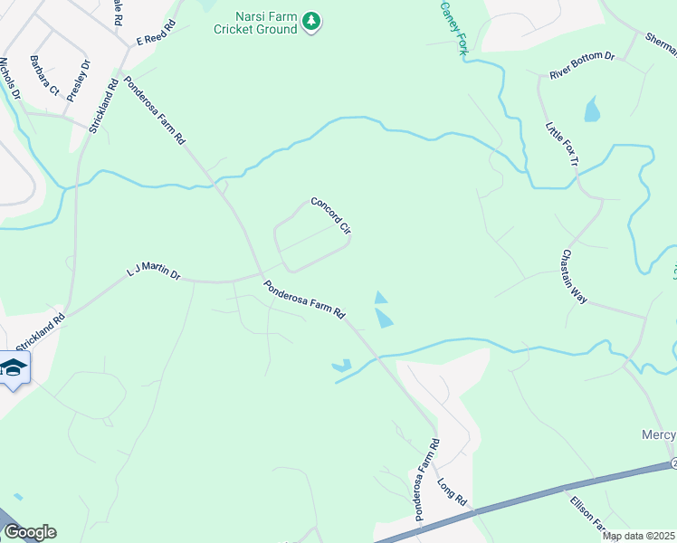 map of restaurants, bars, coffee shops, grocery stores, and more near 5253 Ponderosa Farm Road in Gainesville