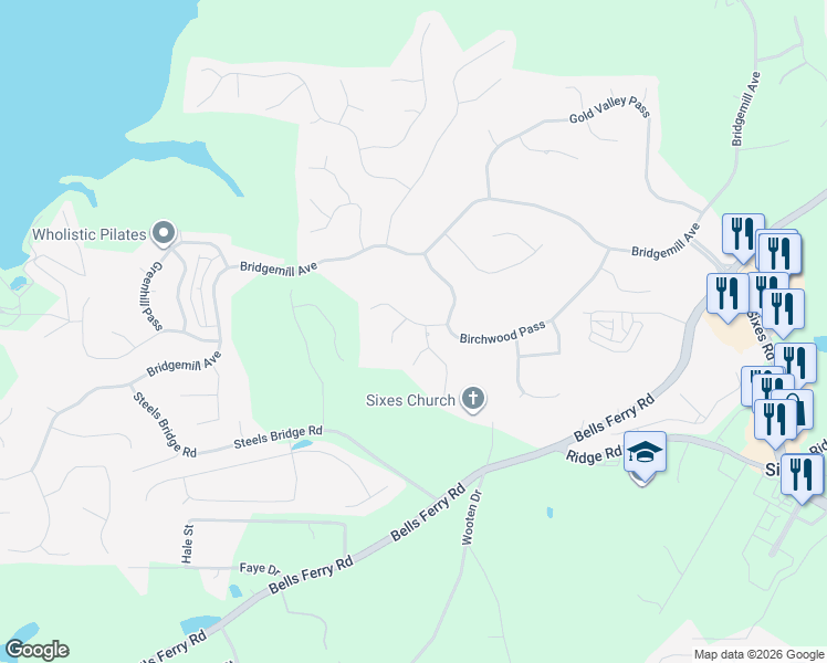 map of restaurants, bars, coffee shops, grocery stores, and more near 601 Redwood Lane in Canton