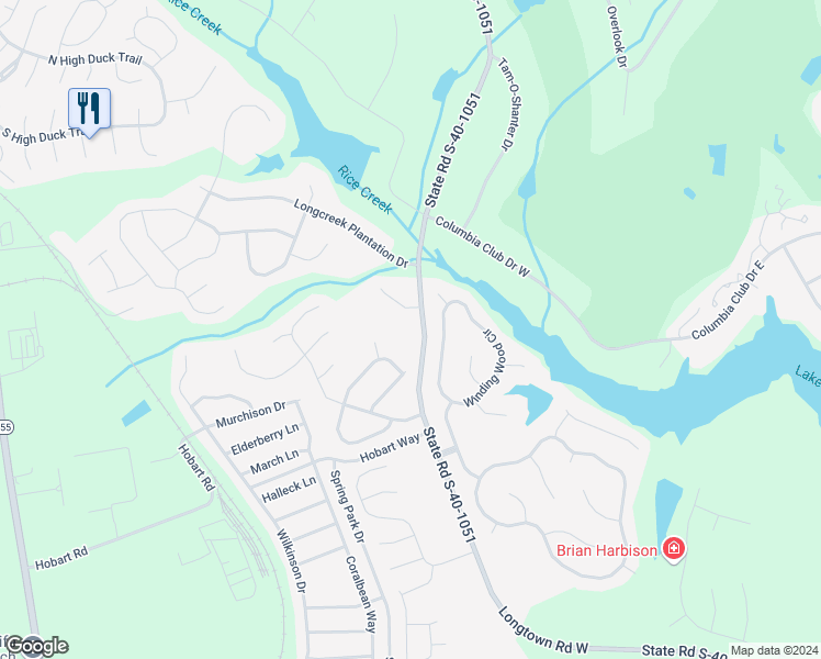 map of restaurants, bars, coffee shops, grocery stores, and more near 648 Longtown Road West in Blythewood