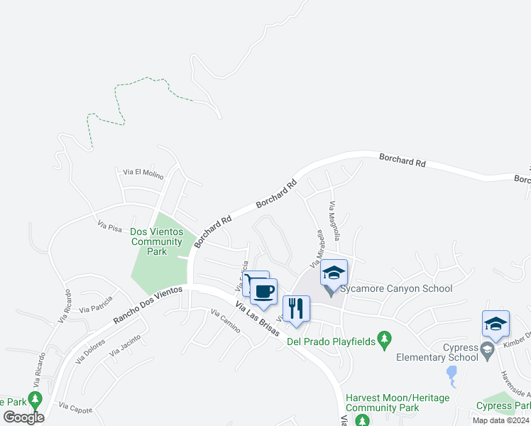 map of restaurants, bars, coffee shops, grocery stores, and more near 4747 Via Altamira in Thousand Oaks