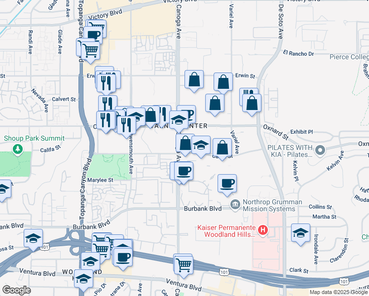 map of restaurants, bars, coffee shops, grocery stores, and more near in Los Angeles