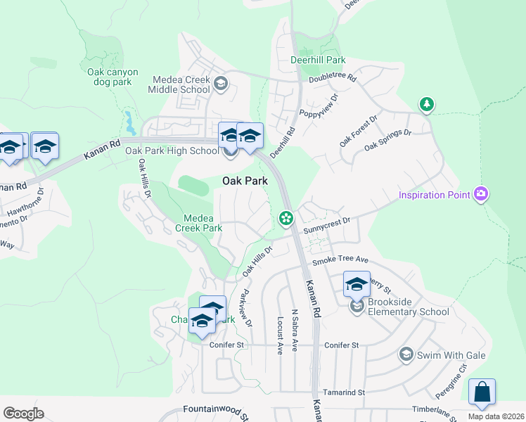 map of restaurants, bars, coffee shops, grocery stores, and more near 361 Tranquil Lane in Oak Park