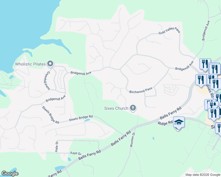 map of restaurants, bars, coffee shops, grocery stores, and more near 702 Chestnut Lane in Canton