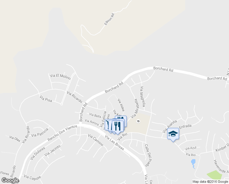 map of restaurants, bars, coffee shops, grocery stores, and more near 4747 Via Altamira in Thousand Oaks