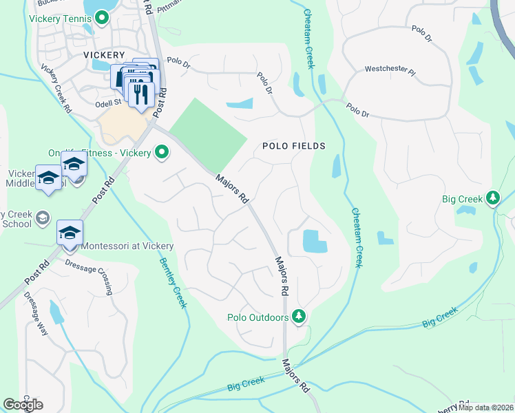 map of restaurants, bars, coffee shops, grocery stores, and more near 6365 Buckingham Place in Cumming