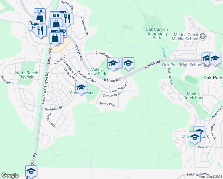 map of restaurants, bars, coffee shops, grocery stores, and more near 5304 Evanwood Avenue in Oak Park