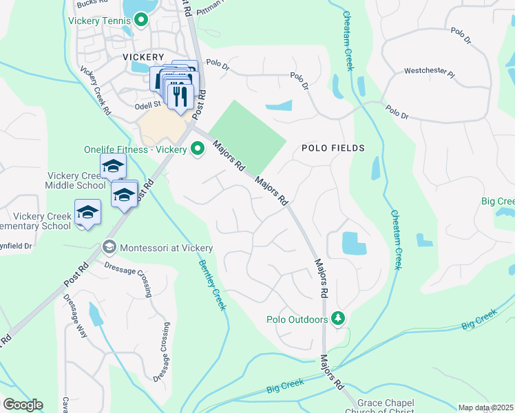 map of restaurants, bars, coffee shops, grocery stores, and more near 6360 Brookline Court in Cumming