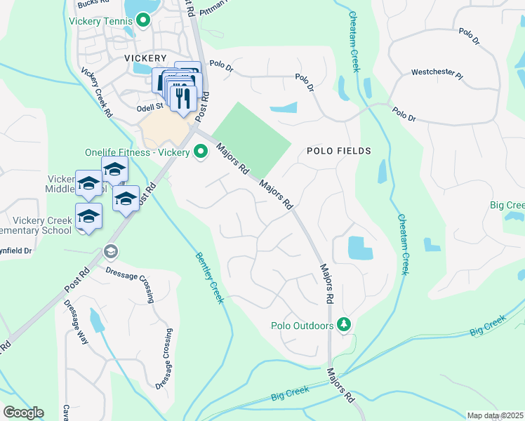 map of restaurants, bars, coffee shops, grocery stores, and more near 6360 Brookline Court in Cumming