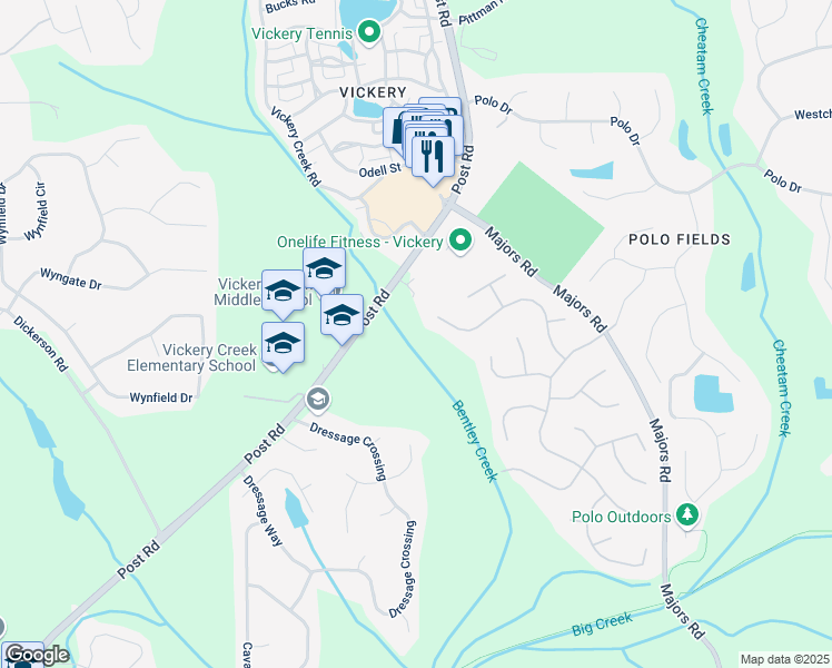 map of restaurants, bars, coffee shops, grocery stores, and more near 6715 Brookline Court in Cumming