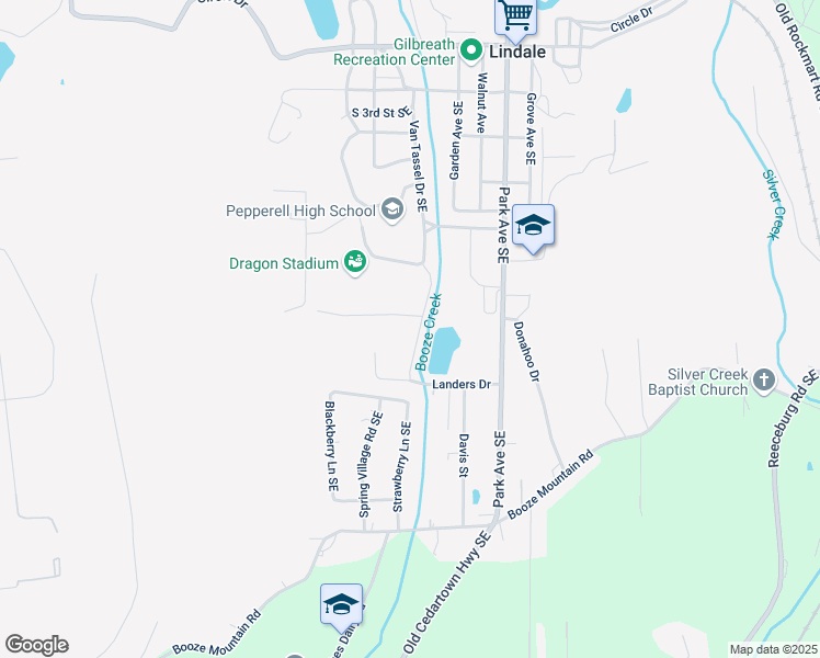map of restaurants, bars, coffee shops, grocery stores, and more near 6 West Point Road in Lindale