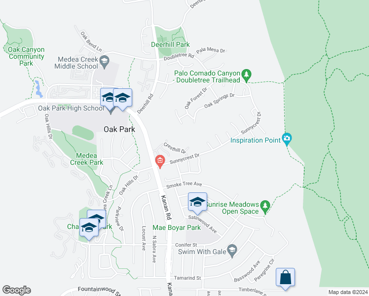 map of restaurants, bars, coffee shops, grocery stores, and more near 6435 Winona Court in Oak Park