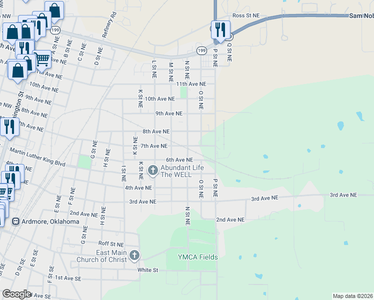 map of restaurants, bars, coffee shops, grocery stores, and more near 604 N Street Northeast in Ardmore