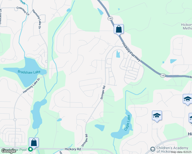 map of restaurants, bars, coffee shops, grocery stores, and more near 205 Treeline Trail in Holly Springs