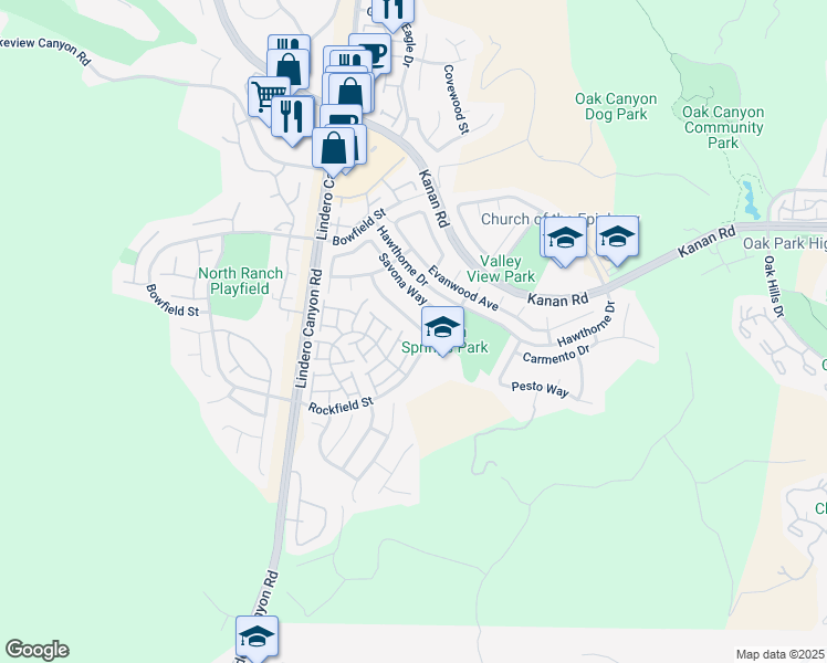 map of restaurants, bars, coffee shops, grocery stores, and more near 439 Pesaro Street in Oak Park