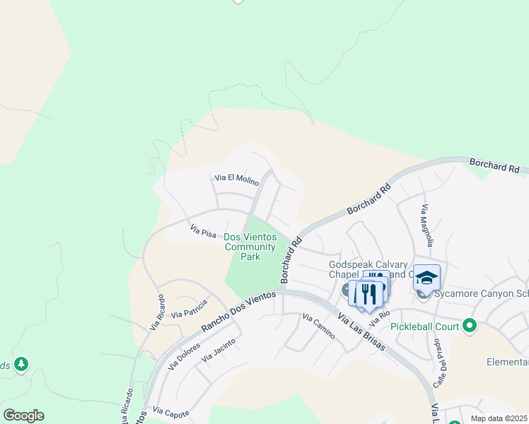 map of restaurants, bars, coffee shops, grocery stores, and more near 57 South Via San Martin in Thousand Oaks