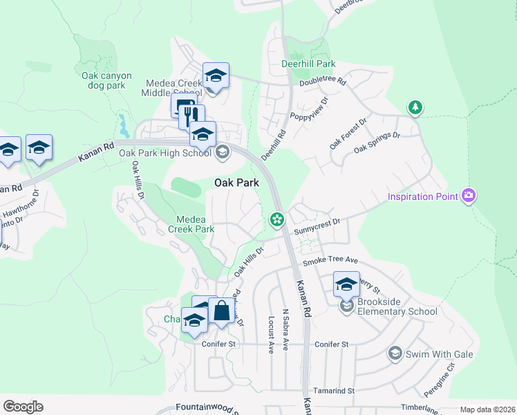 map of restaurants, bars, coffee shops, grocery stores, and more near 381 Countryside Road in Oak Park