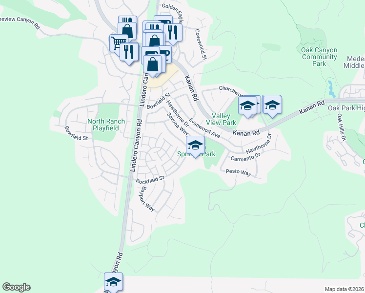 map of restaurants, bars, coffee shops, grocery stores, and more near 439 Pesaro Street in Oak Park