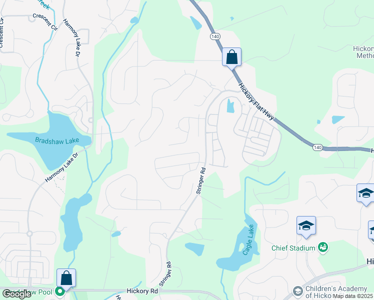 map of restaurants, bars, coffee shops, grocery stores, and more near 205 Treeline Trail in Holly Springs