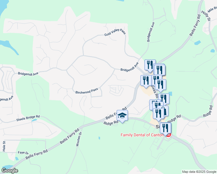 map of restaurants, bars, coffee shops, grocery stores, and more near 238 Trecastle Square in Canton