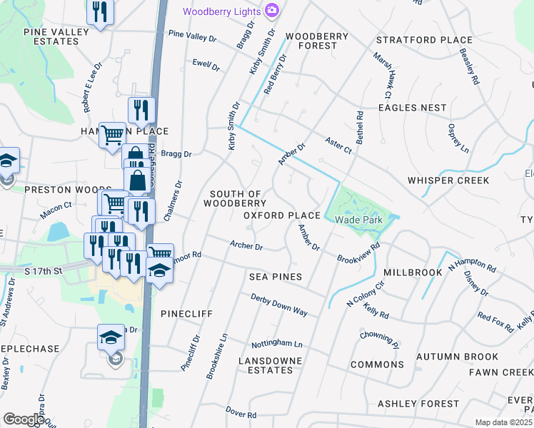 map of restaurants, bars, coffee shops, grocery stores, and more near 3506 Melissa Court in Wilmington