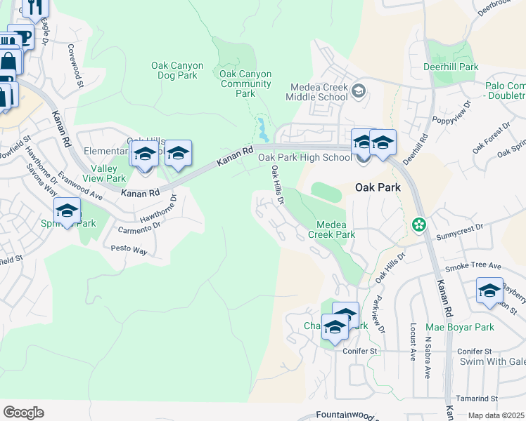 map of restaurants, bars, coffee shops, grocery stores, and more near 640 Calle Aragon in Oak Park