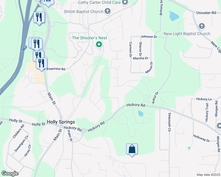 map of restaurants, bars, coffee shops, grocery stores, and more near 108 Cedar Valley Drive in Canton