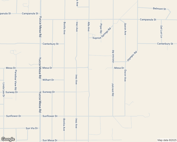 map of restaurants, bars, coffee shops, grocery stores, and more near 4115 Alta Avenue in Yucca Valley