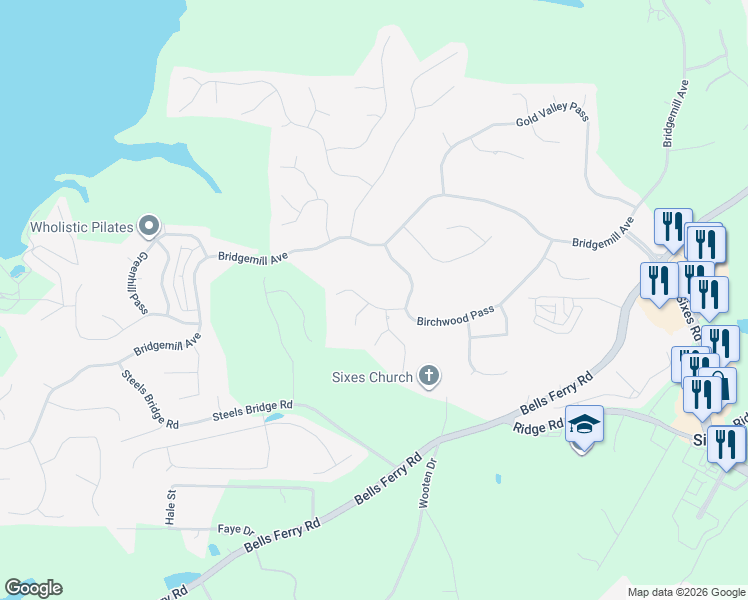 map of restaurants, bars, coffee shops, grocery stores, and more near 702 Chestnut Lane in Canton