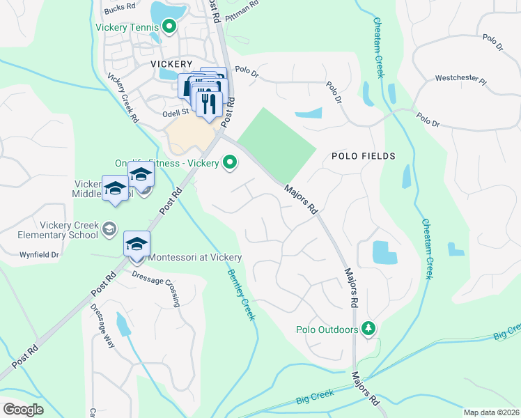 map of restaurants, bars, coffee shops, grocery stores, and more near 6570 Britannia Place in Cumming
