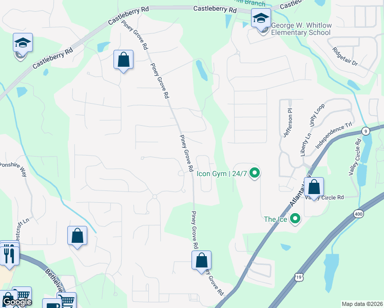 map of restaurants, bars, coffee shops, grocery stores, and more near 5272 Sherwood Way in Cumming