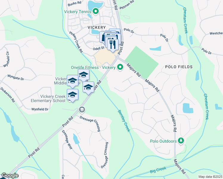 map of restaurants, bars, coffee shops, grocery stores, and more near 6715 Brookline Court in Cumming