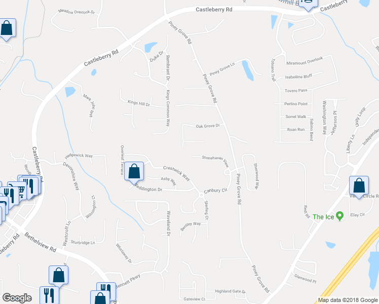 map of restaurants, bars, coffee shops, grocery stores, and more near 4635 Stonehaven View in Cumming