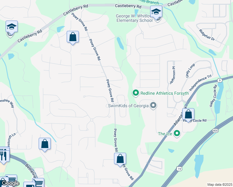 map of restaurants, bars, coffee shops, grocery stores, and more near 5260 Sherwood Way in Cumming