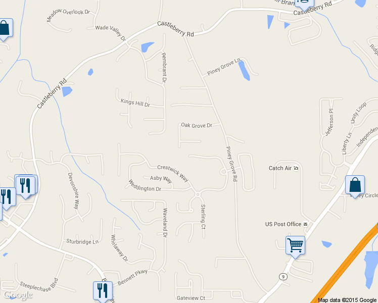 map of restaurants, bars, coffee shops, grocery stores, and more near 4645 Stonehaven View in Cumming