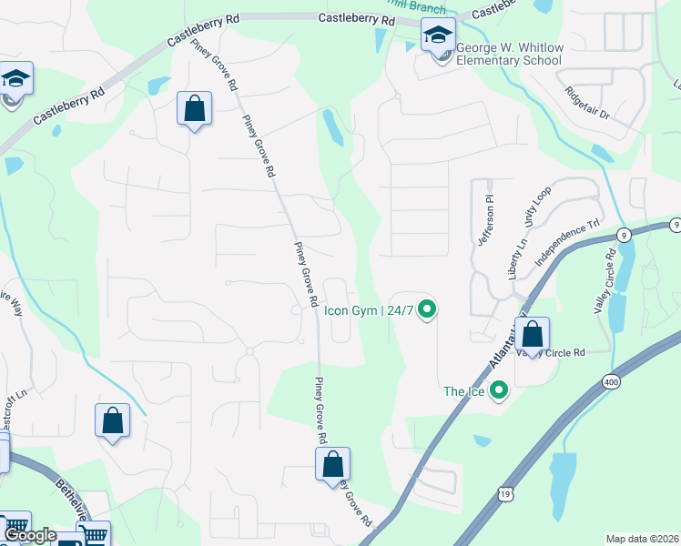 map of restaurants, bars, coffee shops, grocery stores, and more near 5176 Sherwood Way in Cumming