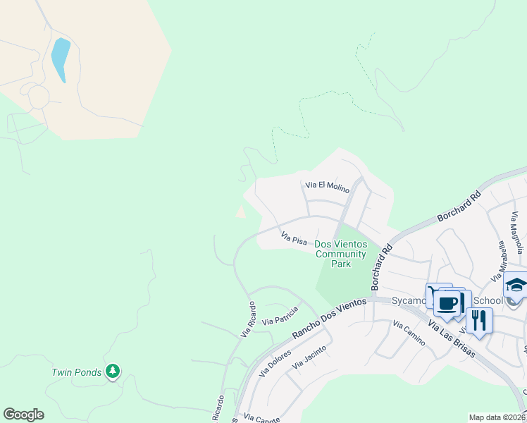 map of restaurants, bars, coffee shops, grocery stores, and more near 5372 Via Pisa in Thousand Oaks