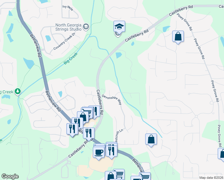 map of restaurants, bars, coffee shops, grocery stores, and more near 5230 Millsford Ct in Cumming