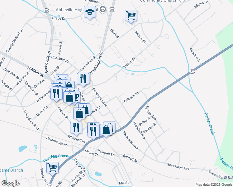 map of restaurants, bars, coffee shops, grocery stores, and more near 409 Magazine Street in Abbeville
