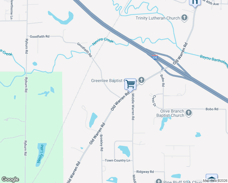 map of restaurants, bars, coffee shops, grocery stores, and more near 4301 Goodfaith Road in Pine Bluff