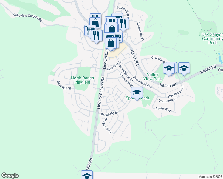 map of restaurants, bars, coffee shops, grocery stores, and more near 4822 Parma Drive in Oak Park