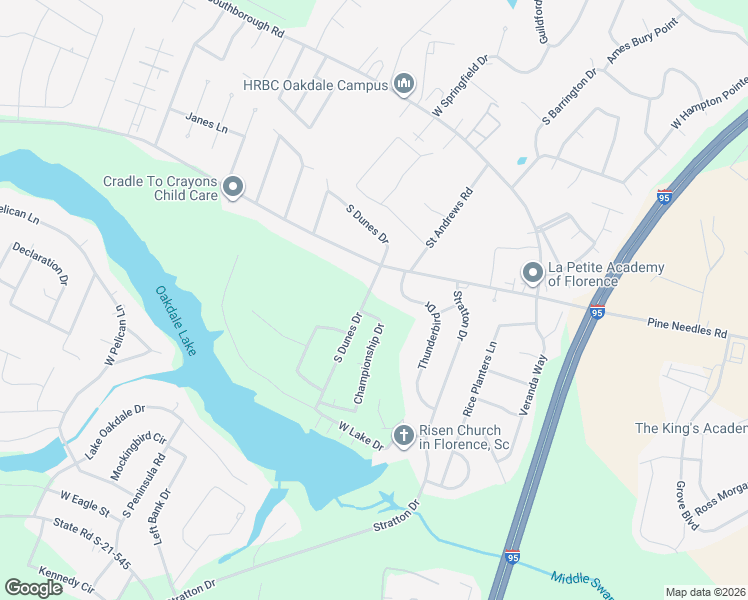 map of restaurants, bars, coffee shops, grocery stores, and more near 807 South Dunes Drive in Florence