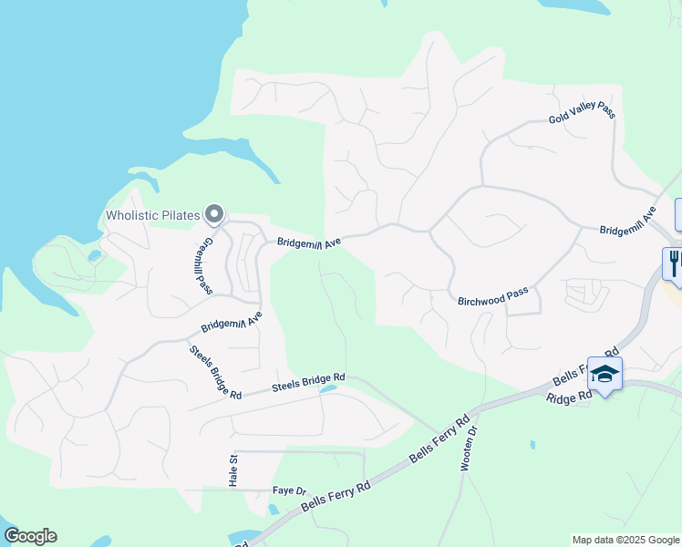 map of restaurants, bars, coffee shops, grocery stores, and more near 311 William Gossett Drive in Canton