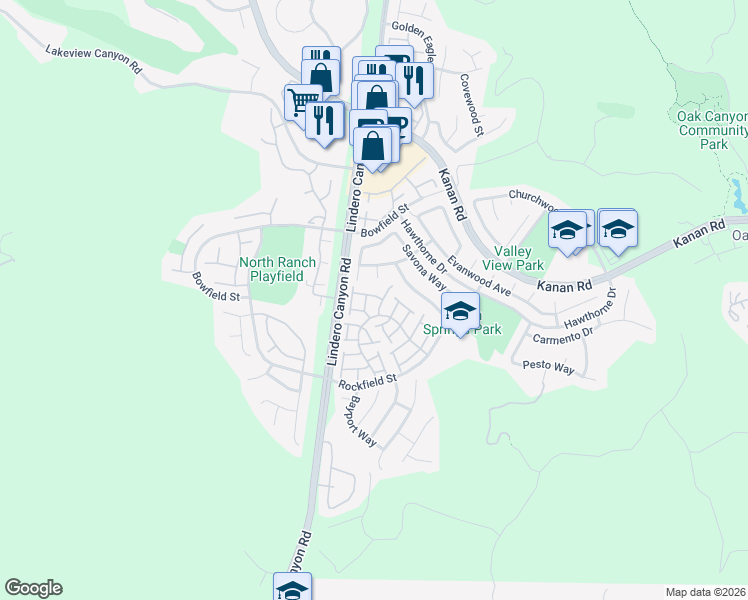 map of restaurants, bars, coffee shops, grocery stores, and more near 4822 Parma Drive in Oak Park