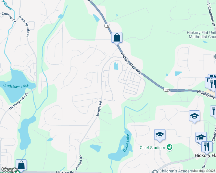 map of restaurants, bars, coffee shops, grocery stores, and more near 802 Oak Promenade Lane in Holly Springs
