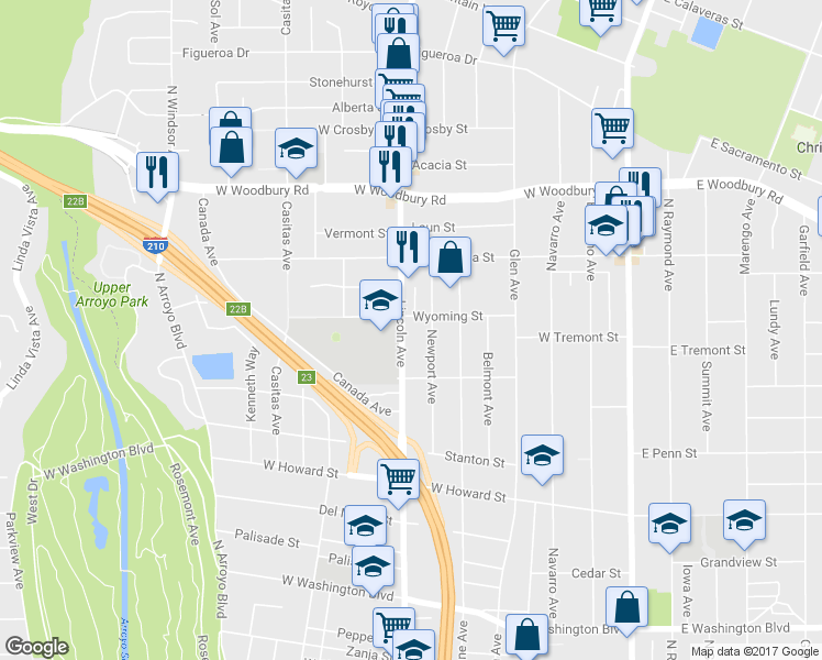 map of restaurants, bars, coffee shops, grocery stores, and more near 1972 Lincoln Avenue in Pasadena